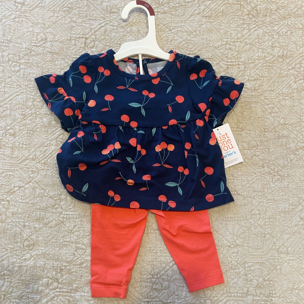 NWT cherry top and pant set
